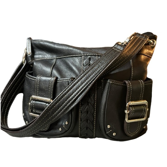 Tignanello Black Leather Crossbody Bag Convertible Shoulder Bag - Picture 16 of 16